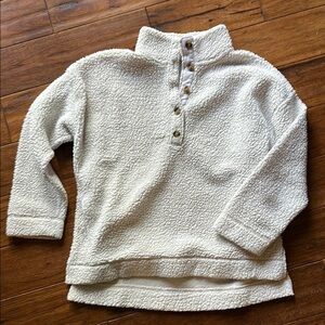 Cozy White Aerie fleece 1/4 button Sweater pullover